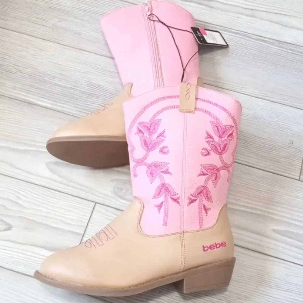 (B-3480) bebe Girls’ Cowgirl Boots – Classic Western Cowboy Boots Sz 6